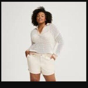 Torrid Collared Pullover Sweater White Tan NWOT Plus Size 4XL